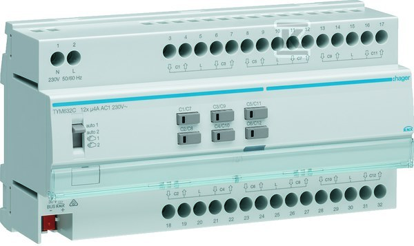 Sterownik żaluzjowy/roletowy, 12-krotny, 230 V AC, 10 mod., KNX TYM632C