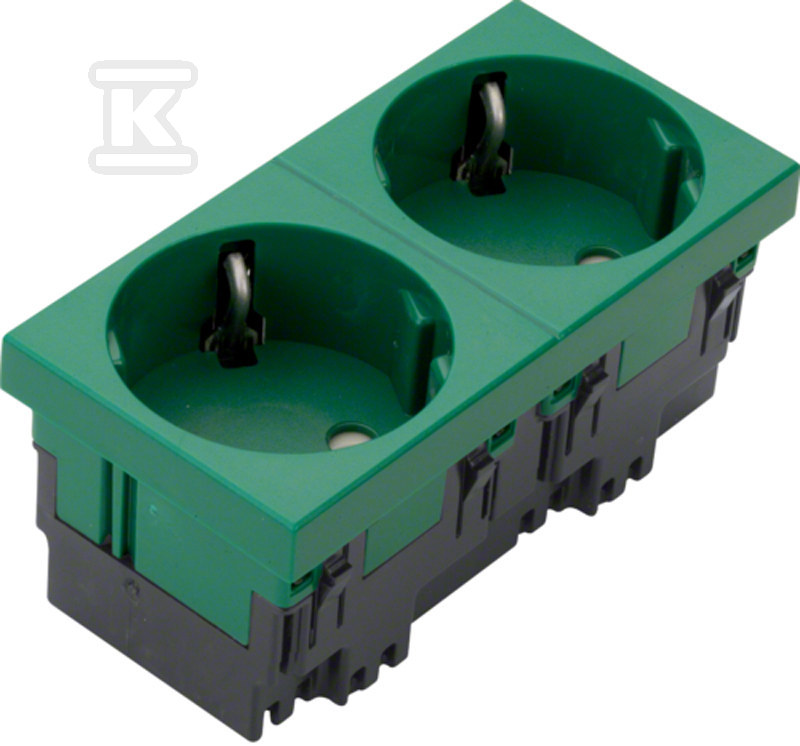 Gniazdo SCHUKO 33° 2-krotne 45×45 mm bezhalogenowe zielone, TEHALIT.GB-EG ESR2336029
