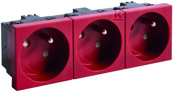Gniazdo 2P+Z 33° 3-krotne 45×45 mm bezhalogenowe czerwone, TEHALIT.GB-EG EER3333020
