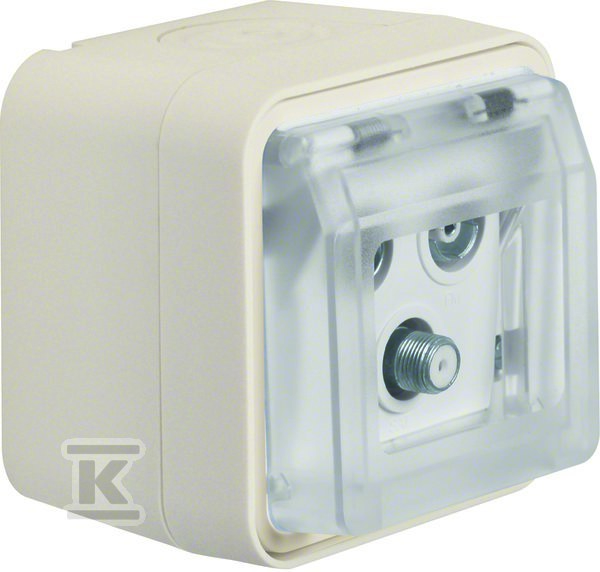 Gniazdo antenowe R+TV+SAT końcowe z pokrywą, kompletne, IP55, biały, W.1 12033532