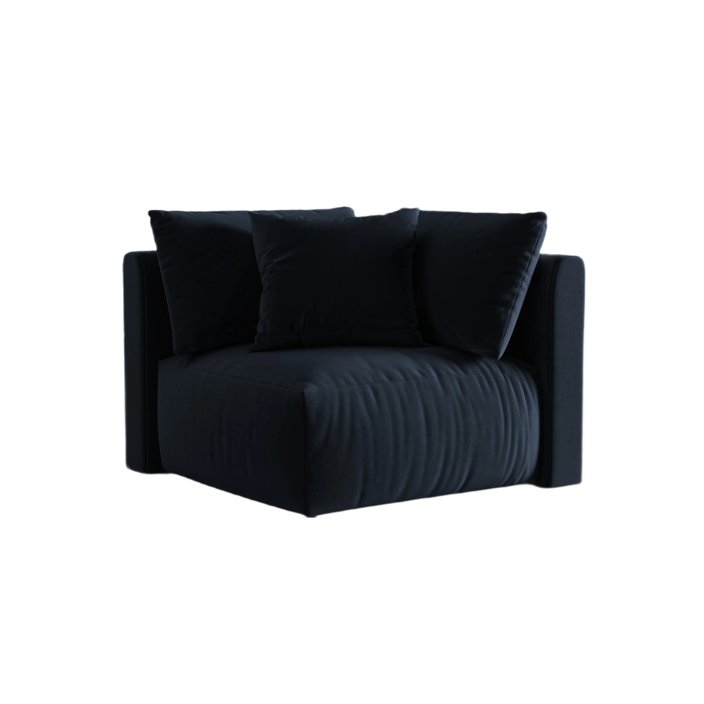 Sofa modułowa aksamitna CHRIS – element narożny granat królewski