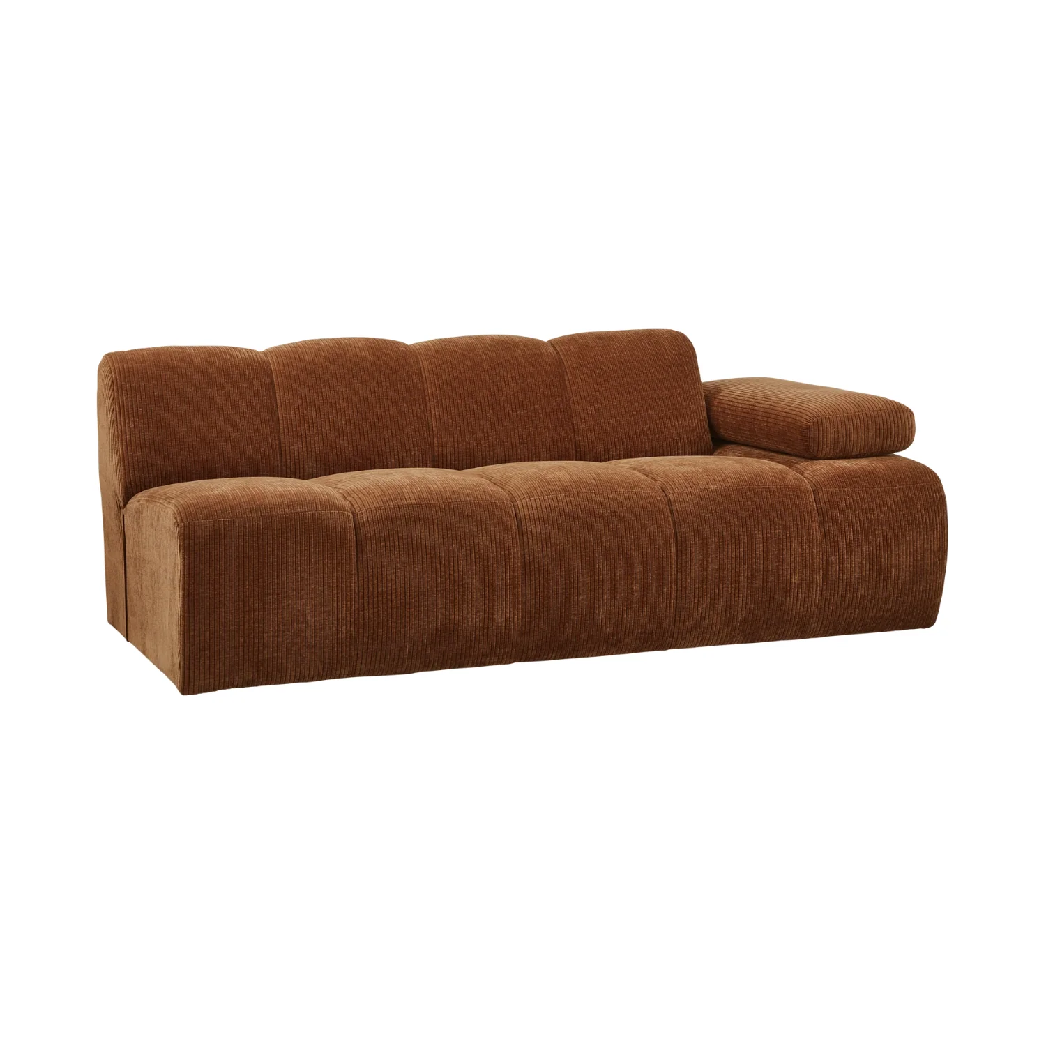 Sofa modułowa MOJO – element 2-osobowy prawostronny rdzawy brązowy sztruks