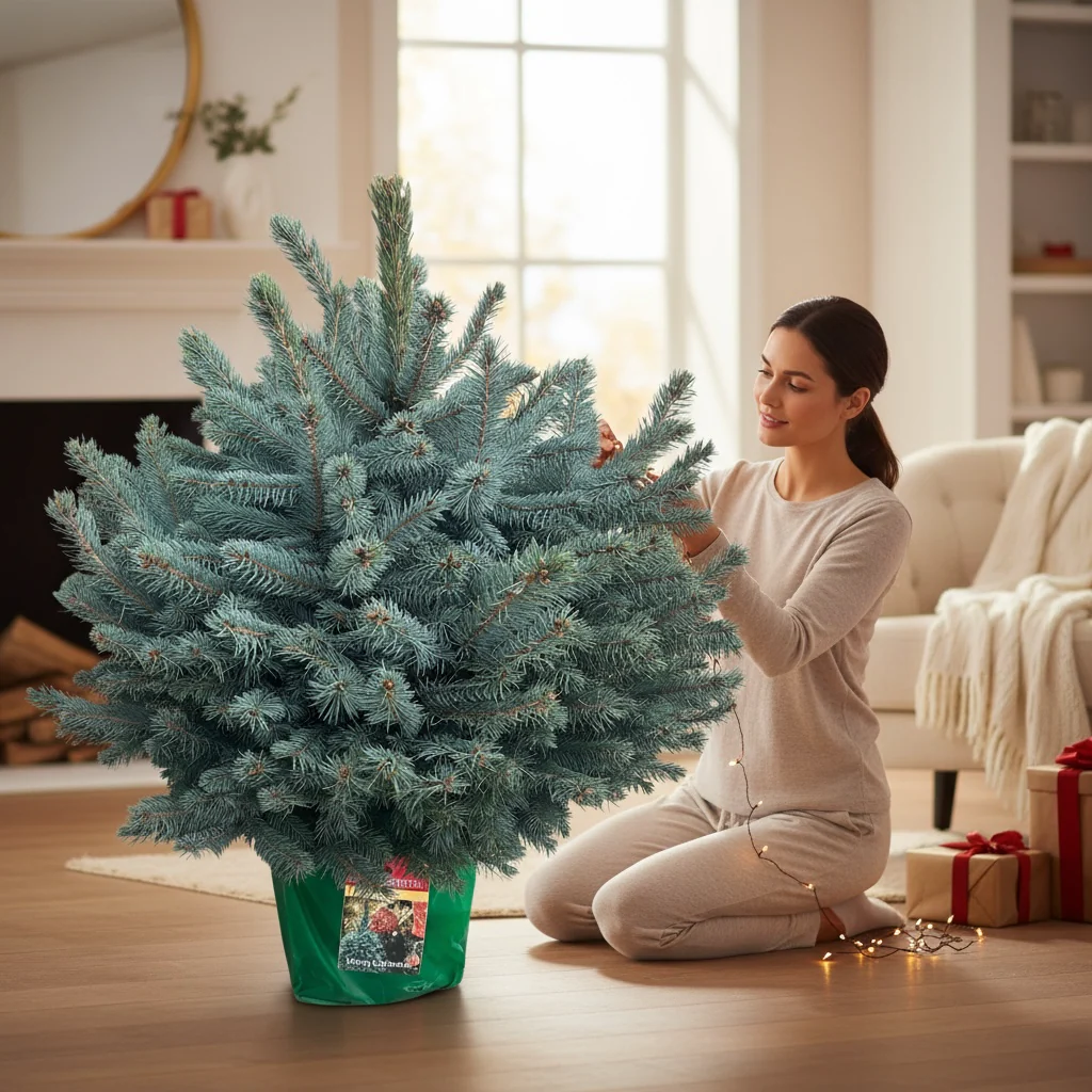 Brad argintiu in ghiveci XXL – Picea pungens 'Super Blue’ 80-90 cm
