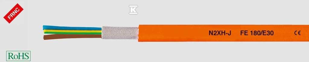 Przewód dla systemów bezpieczeństwa 1kV N2XH-FE 180/E30 1×16 bezhalogenowy pomarańczowy, typ RE 52061