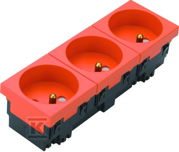 Gniazdo 2P+Z 33° 3-krotne 45×45 mm bezhalogenowe pomarańczowy, TEHALIT.GB-EG EER3332004