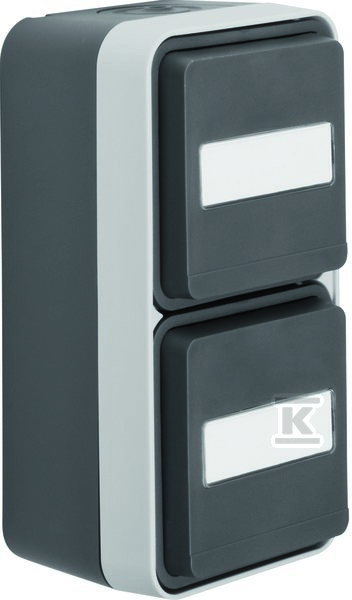 Gniazdo SCHUKO 2P+Z 2-krotne pionowe z polem opisowym, kompletne, IP55, szary, W.1 47703535