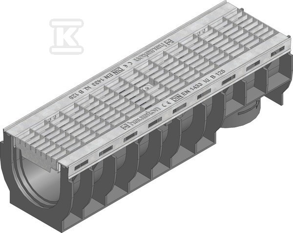 Korytko RECYFIX PLUS 100, typ 0105, z rusztem kratowym MW 30/10, stal nierdzewna, kl. B 125 41417