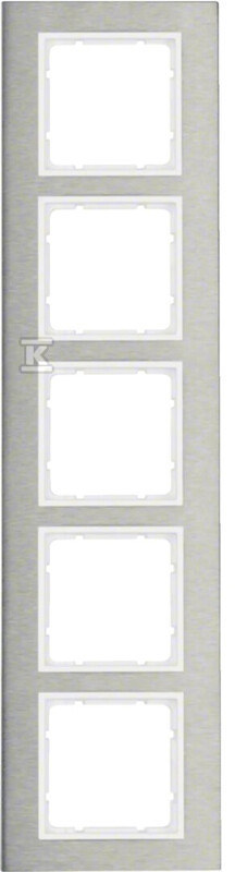 Ramka 5-krotna pionowa, stal szlachetna/biały mat, B.7 10153609