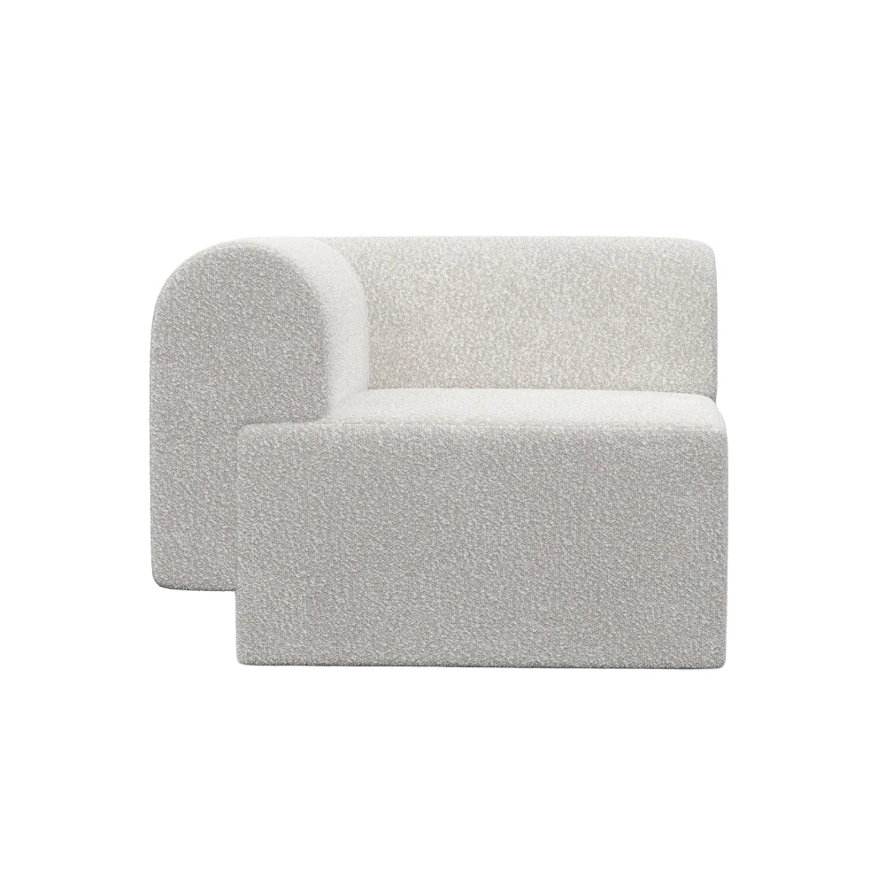Sofa modulowa TORI – moduł lewostronny biały boucle