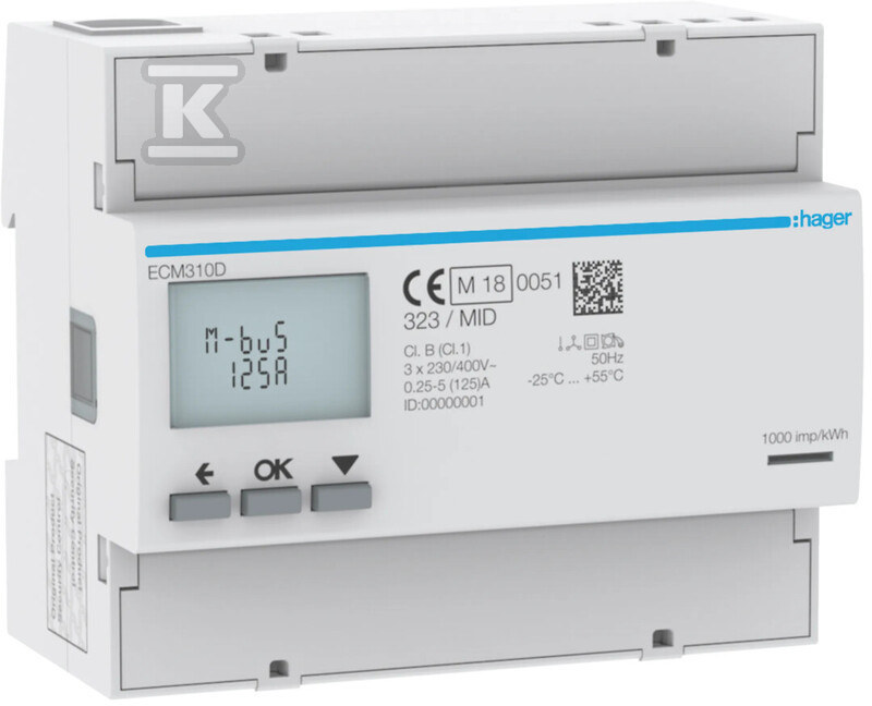 Licznik energii elektrycznej 3-fazowy, 125A 6M, M-bus, MID ECM310D