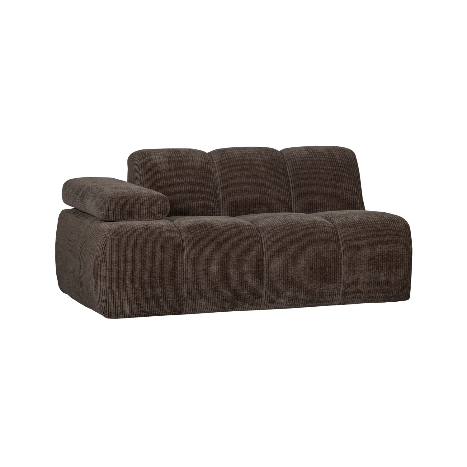 Sofa modułowa MOJO – element 1,5-osobowy lewostronny ciemnobrązowy sztruks