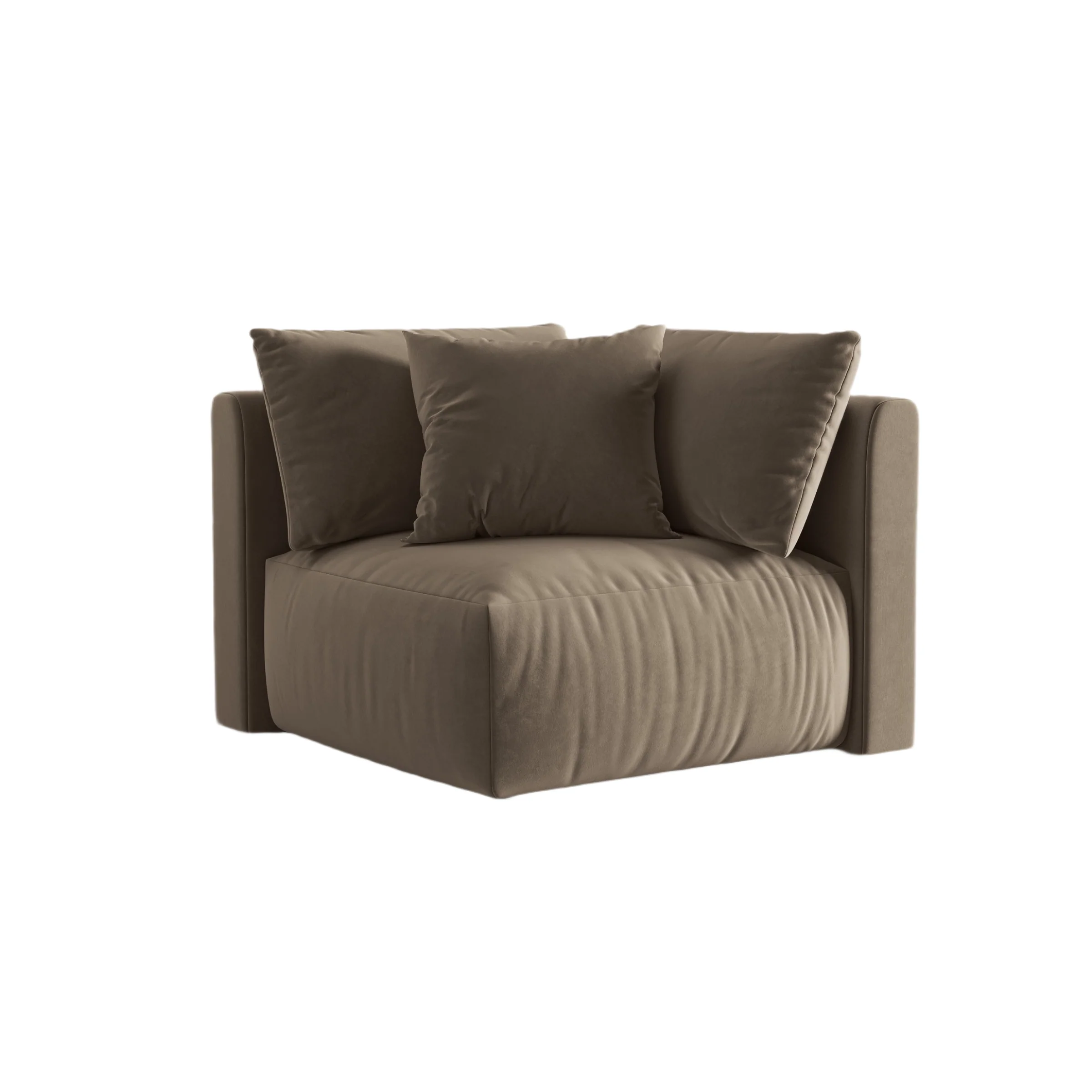 Sofa modułowa aksamitna CHRIS – element narożny jasnobrązowy
