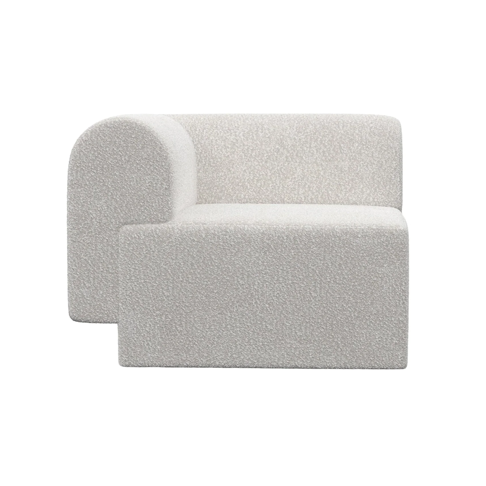 Sofa modułowa TORI – moduł narożny biały boucle
