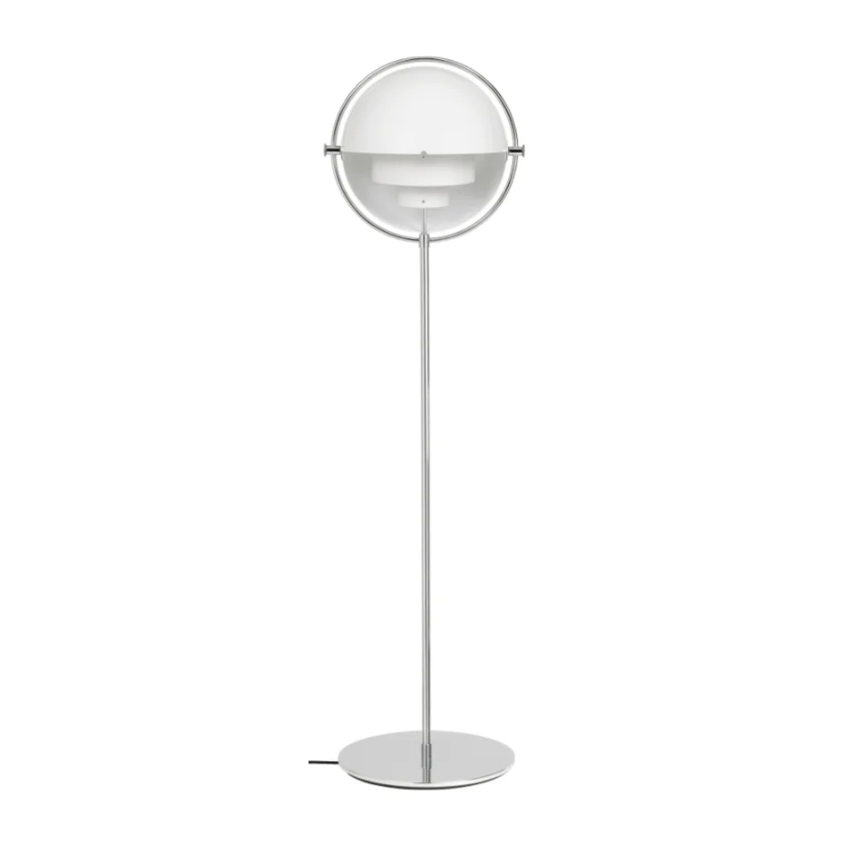 Lampa podłogowa MULTI-LITE biały z chromowaną podstawą