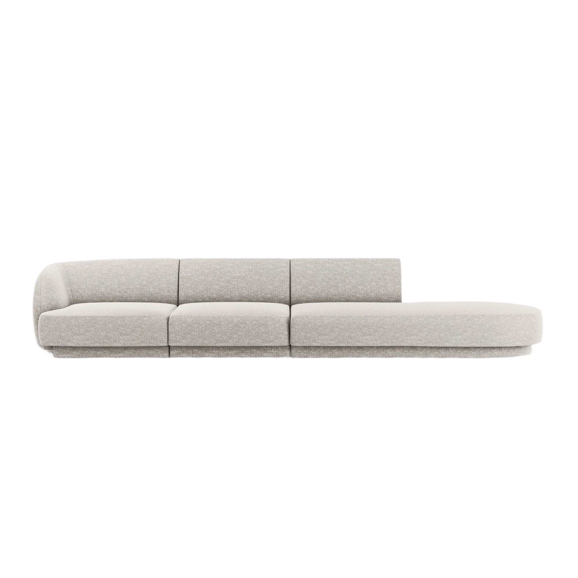 Sofa prawostronna 4-osobowa otwarta MILEY jasnoszary szenil jedwabisty