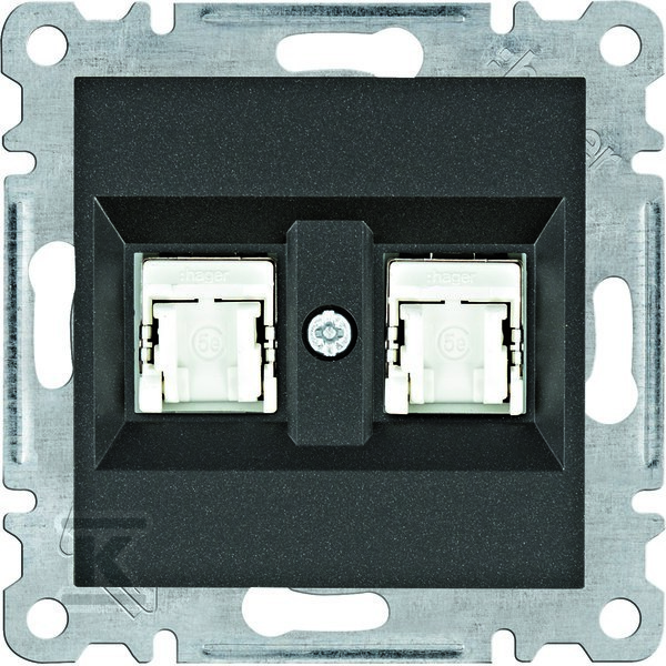 LUMINA Gniazdo komputerowe podwójne RJ45 kat.5e FTP, czarny WL2143