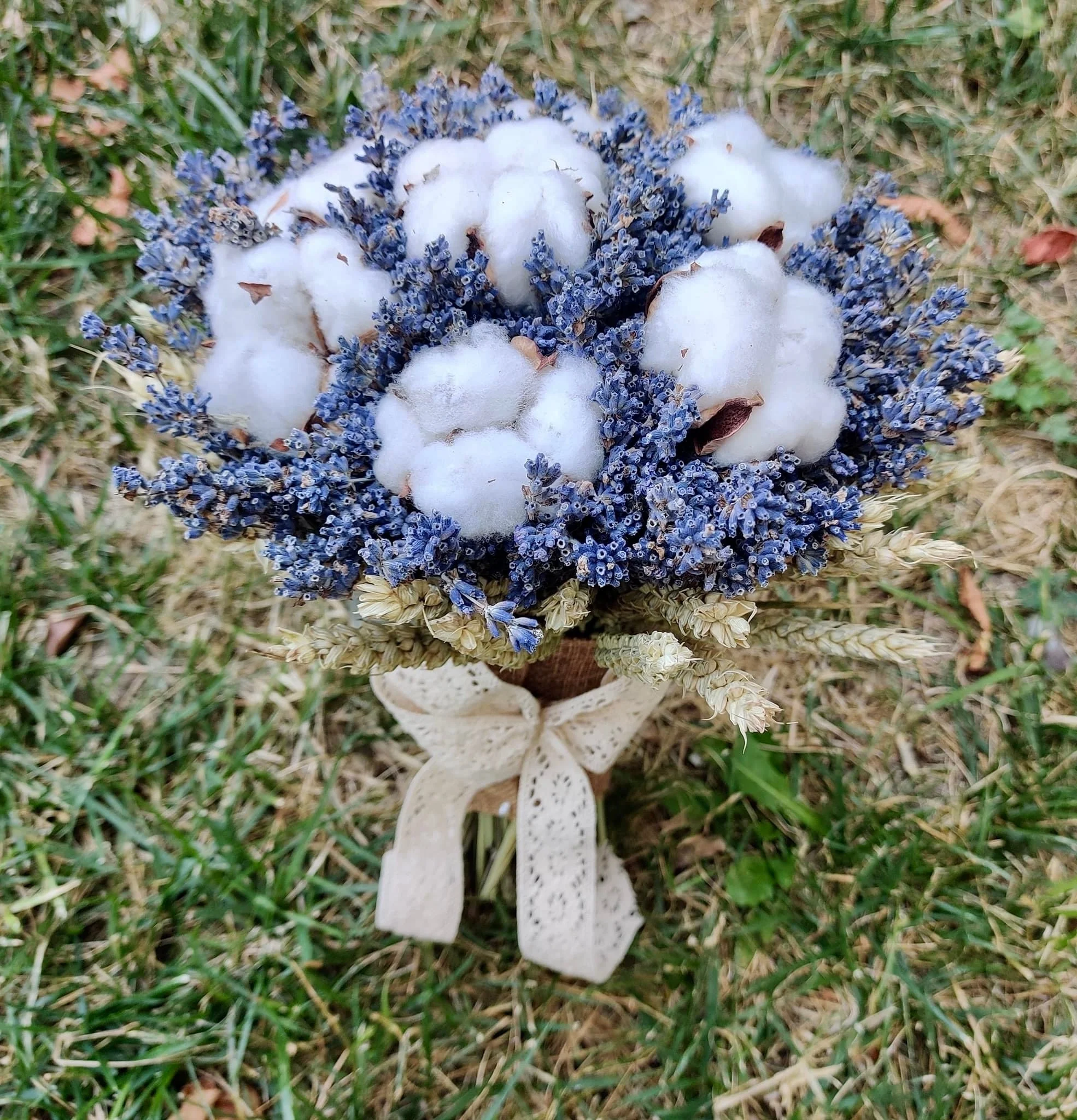 Buchet Rustic – Bumbac, Lavanda Parfumata si Spice de Grau