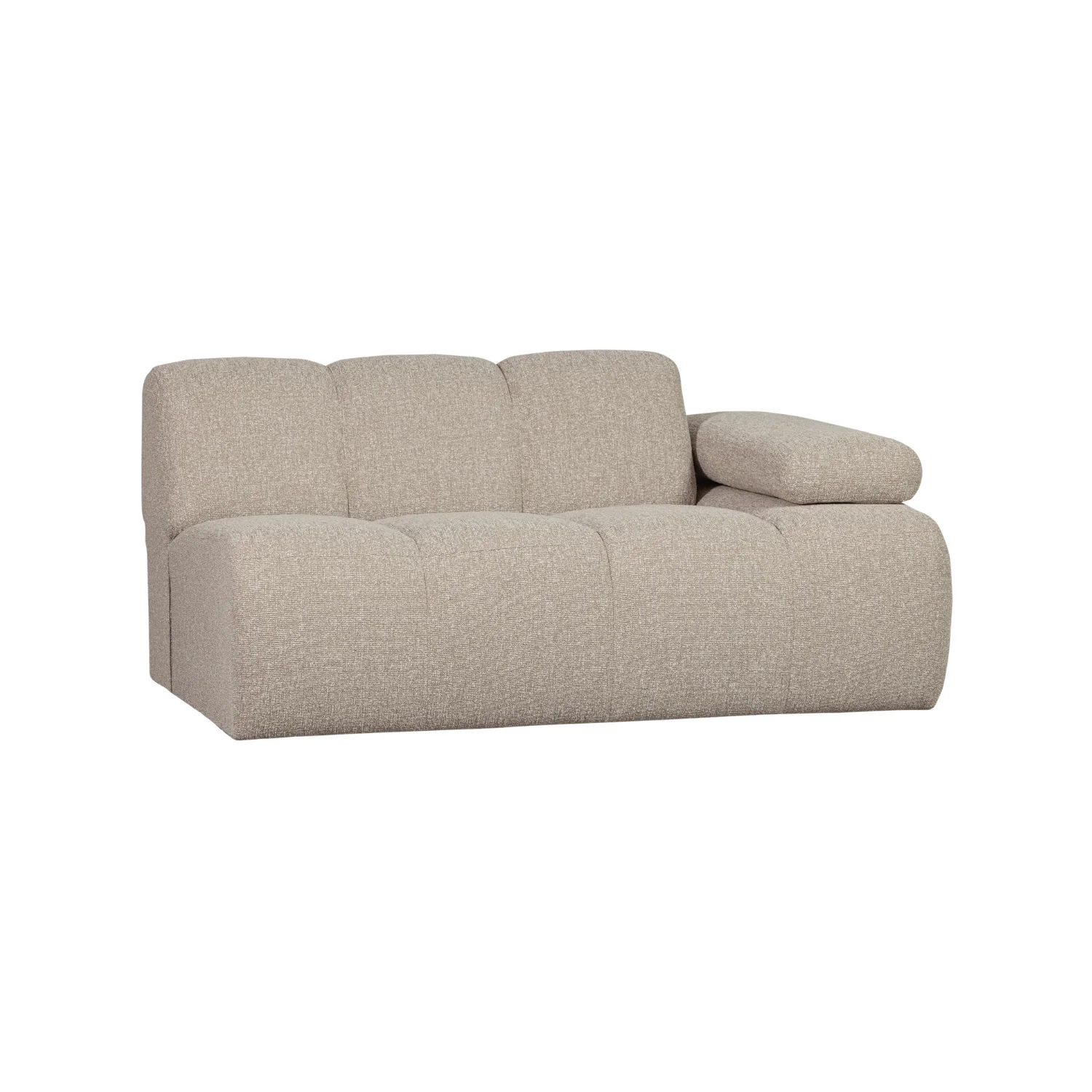 Sofa modułowa MOJO – element 1,5-osobowy prawostronny beżowy melanż bouclé