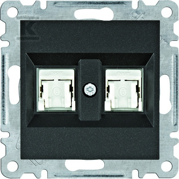 LUMINA Gniazdo komputerowe podwójne RJ45 kat.6 UTP, czarny WL2163