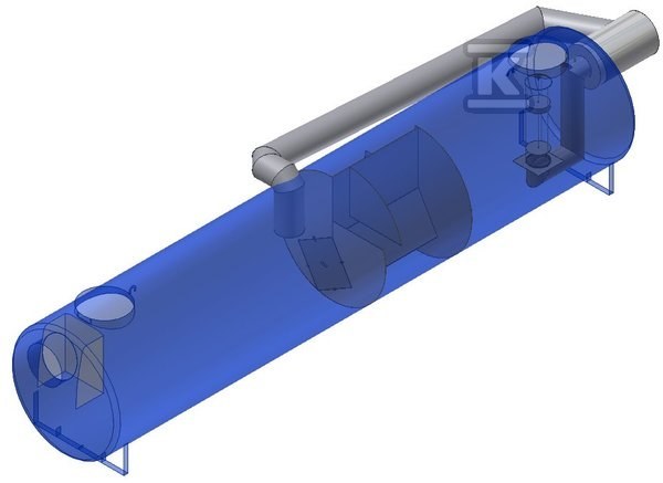Separator koalescencyjny AQUAFIX SKGBP 20 stalowy, z osadnikiem i 5-krotnym by-passem, przepustowość nominalna 20 l/s, maks. 100 l/s, pojemność osadnika 2300 l, króćce stalowe 182020