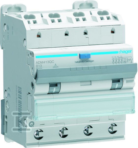 Wyłącznik różnicowoprądowy z członem nadprądowym 4P 6kA B 13A/30mA A QC/QB ADM413QC