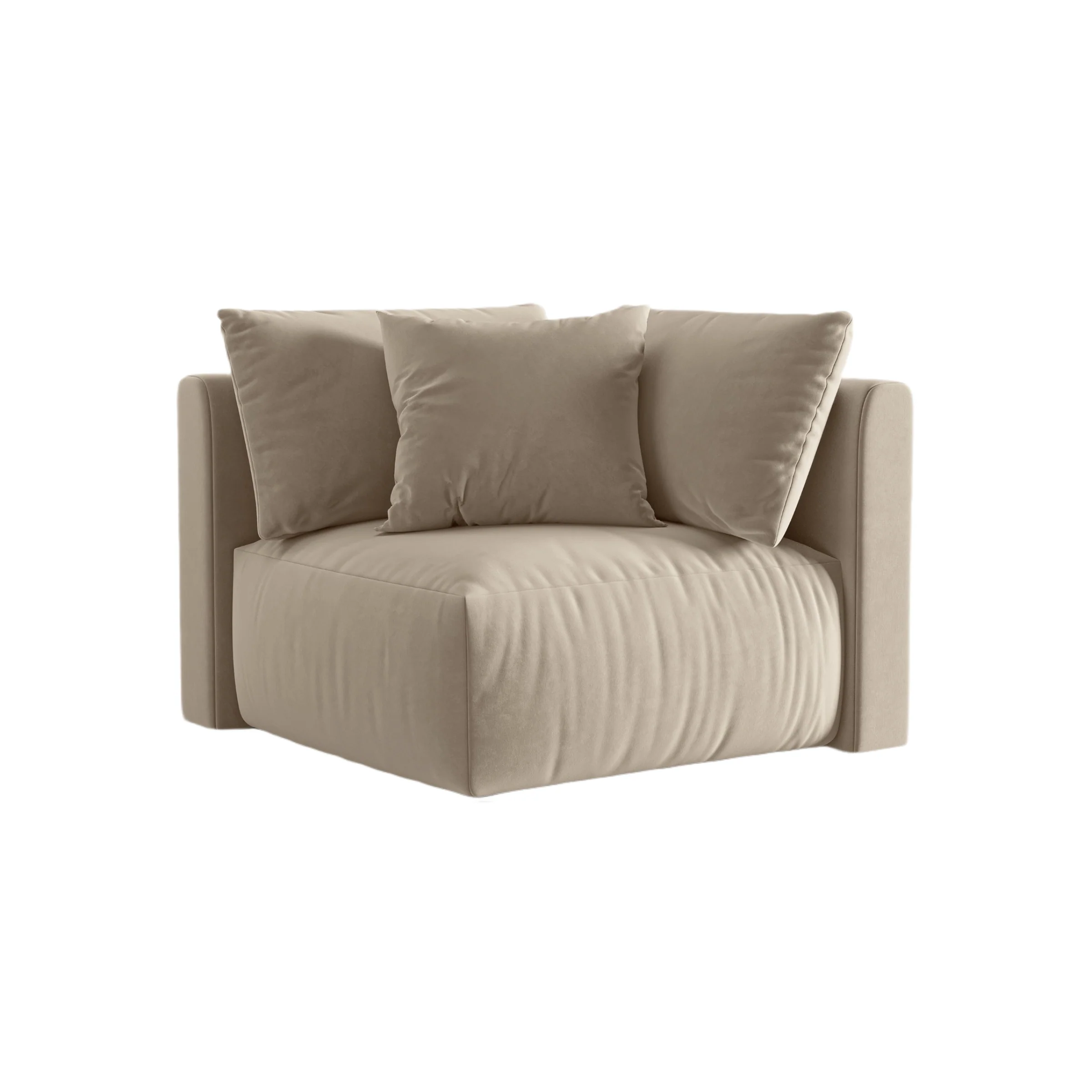 Sofa modułowa aksamitna CHRIS – element narożny ecru