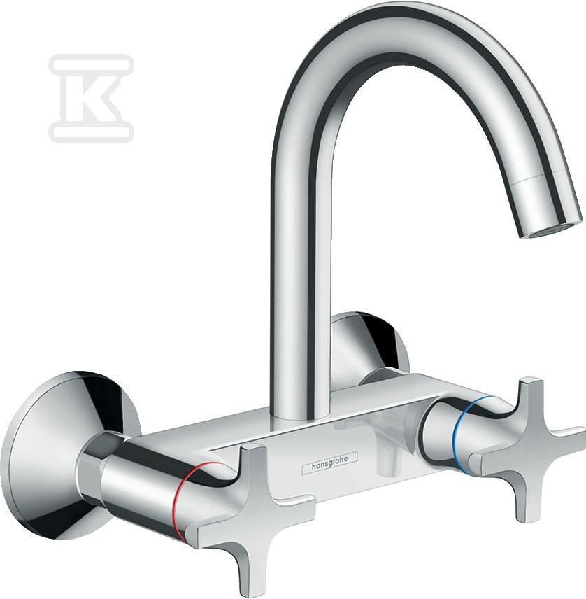 Bateria zlewozmywakowa Logis M32 2-uchwytowa z wysoką wylewką, montaż ścienny, 1jet chrom 71286000