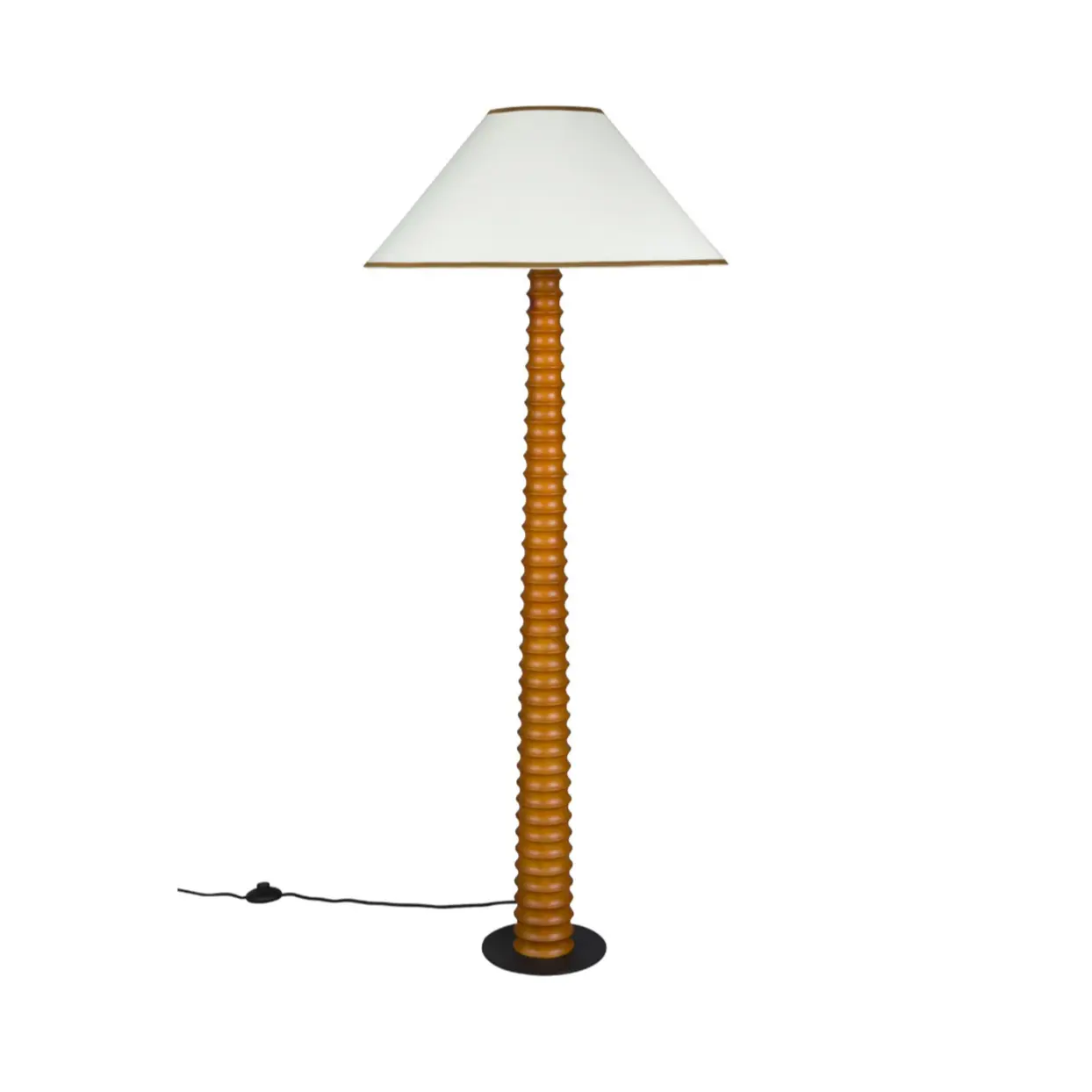 Lampa podłogowa HORACE drewno dębowe z bawełnianym kloszem
