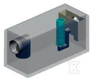 Betonowy separator koalescencyjny z 10-krotnym by-passem AQUAFIX K2BP 100/1000, przepustowość nominalna 100 l/s, maks. 1000 l/s, króćce z PE 3179100P