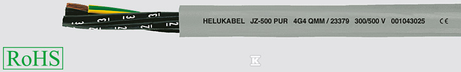 Przewód sterowniczo-zasilający PUR, JZ-500-PUR 5G4 mm2 szary, żyły czarne numerowane wg DIN VDE 0293-334 23380