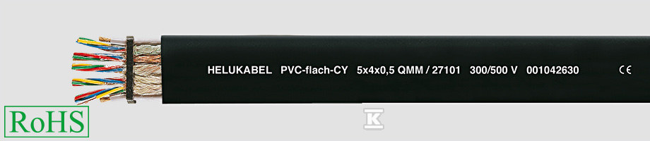 Przewód PVC płaski, ekranowany PVC-flat-CY 4G10 mm2 czarny 27097
