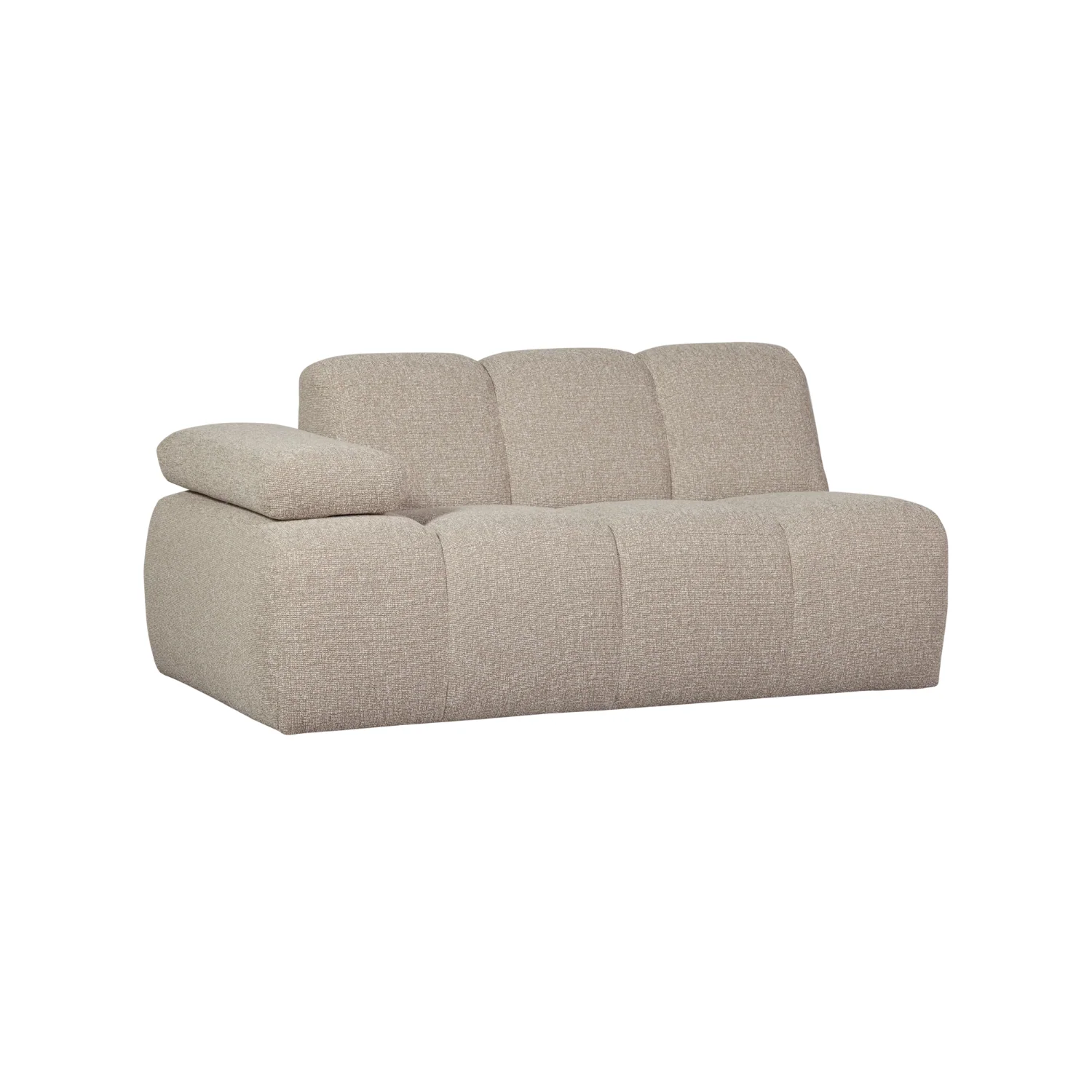 Sofa modułowa MOJO – element 1,5-osobowy lewostronny beżowy melanż bouclé