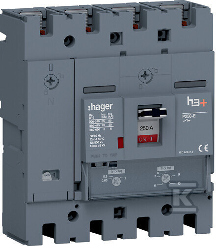 Wyłącznik mocy h3+ P250 4P 250A 70kA TM HET251DR