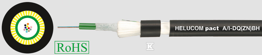 Kabel światłowodowy helucom A/I-DQ(ZN)BH 12 E9/125 WEW/ZEW, opona frnc, czarny 80279