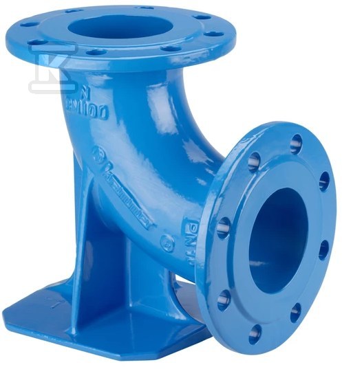 Kolano stopowe / kształtka „N” krótka DN100 d125, PN16, rurowo-kołnierzowe, do wody, pod hydrant, do rur PE i żeliwnych, GJS-żeliwo sferoidalne (seria 5049) 5013254