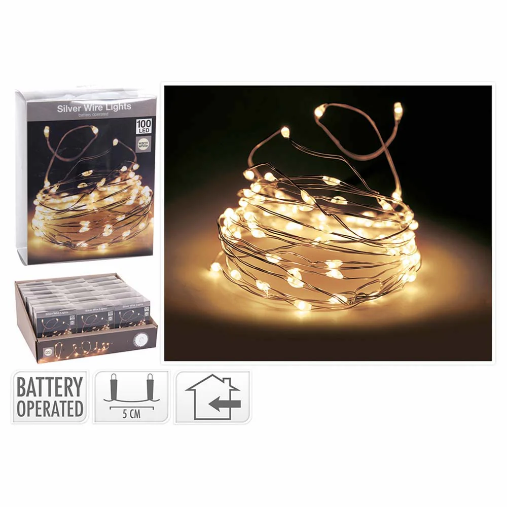 Instalatie Craciun 100 cm – Silver Wire Lights, 10 leduri