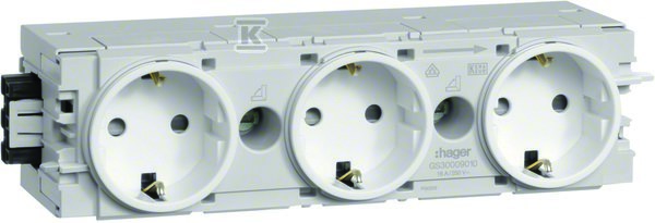 Gniazdo SCHUKO 3-krotne połączenie WAGO C-profil biały, TEHALIT.WA GS30009016