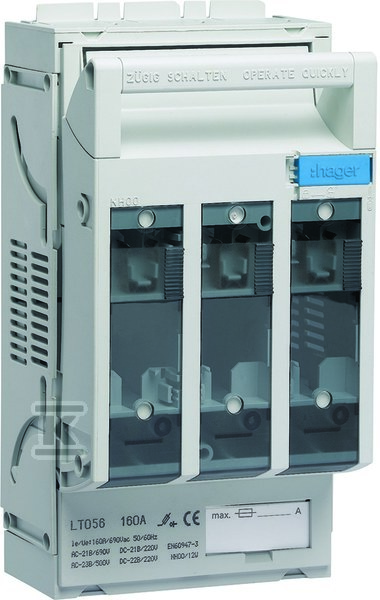 Rozłącznik bezpiecznikowy NH00 3P 160A 690VAC szyny 40 mm odpływ śruba M8 LT053