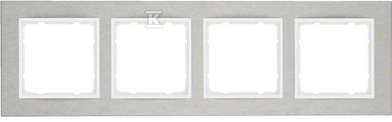 Ramka 4-krotna pozioma, stal szlachetna/biały mat, B.7 10243609
