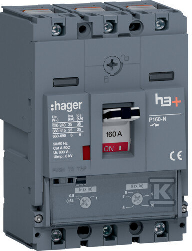 Wyłącznik mocy h3+ P160 3P 160A 25kA TM HHS160DC