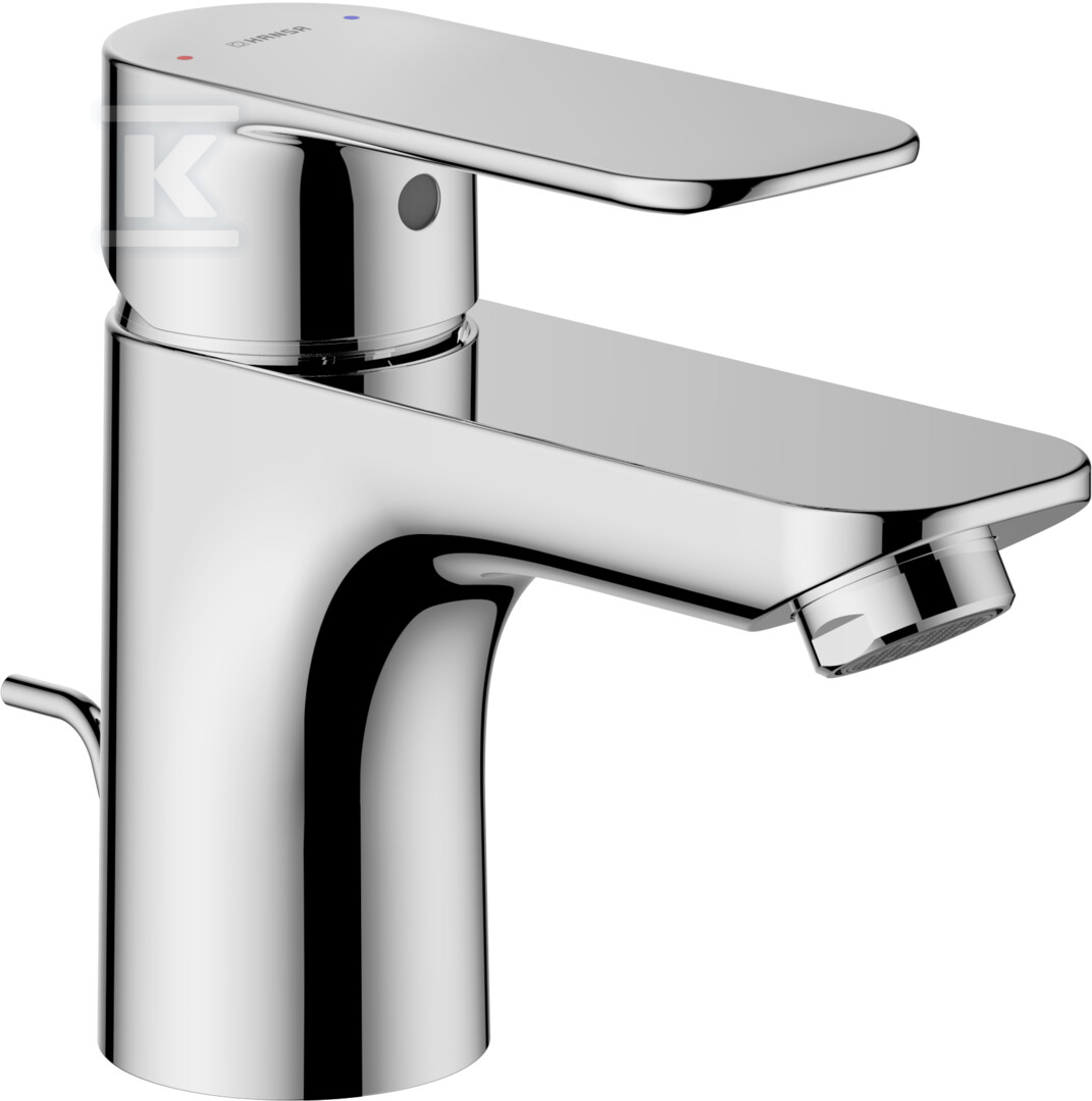 Bateria umywalkowa jednouchwytowa HANSABASIC, zasięg: 101 mm, Zawór spustowy dźwigniowy, kolor: chrom 55402203