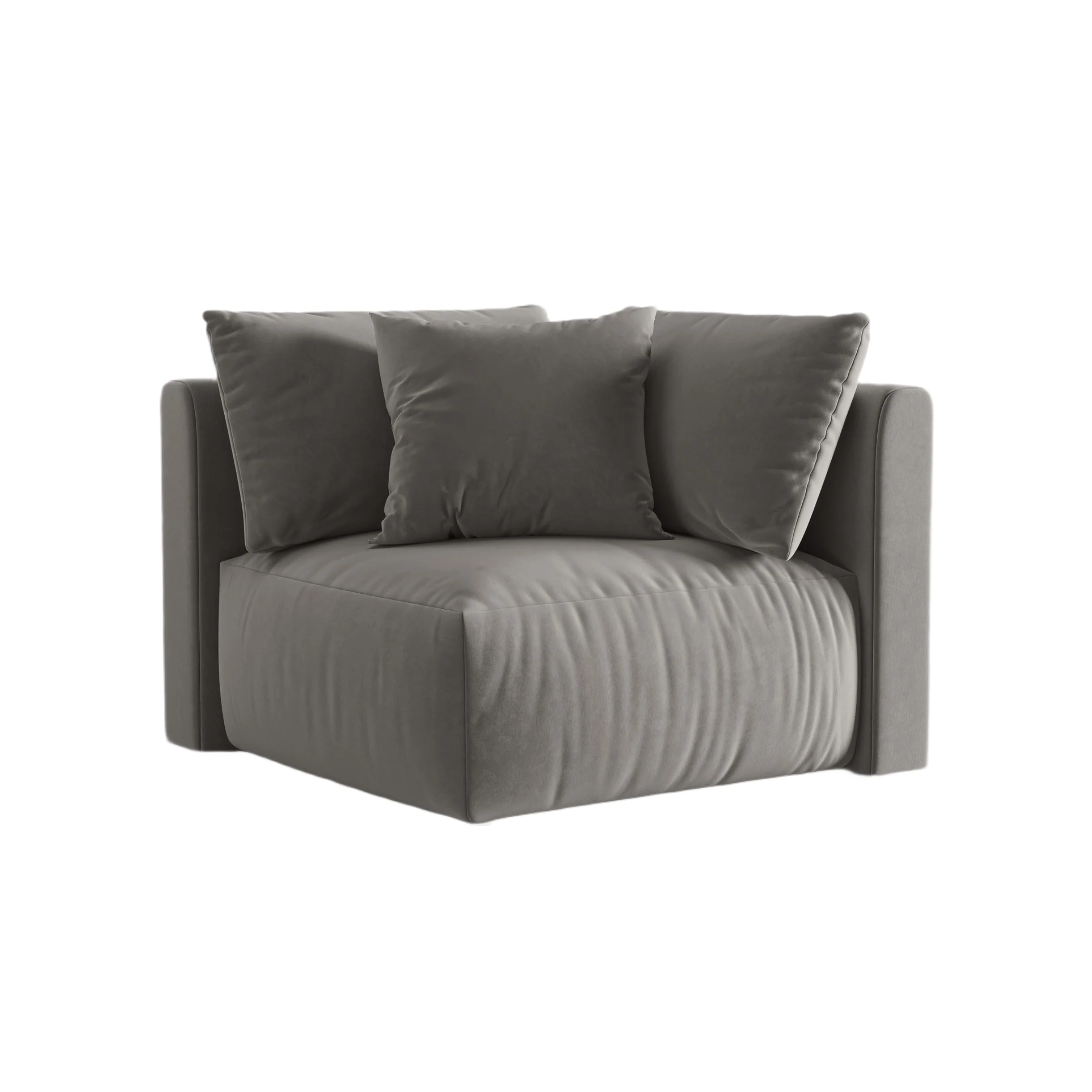 Sofa modułowa aksamitna CHRIS – element narożny szary