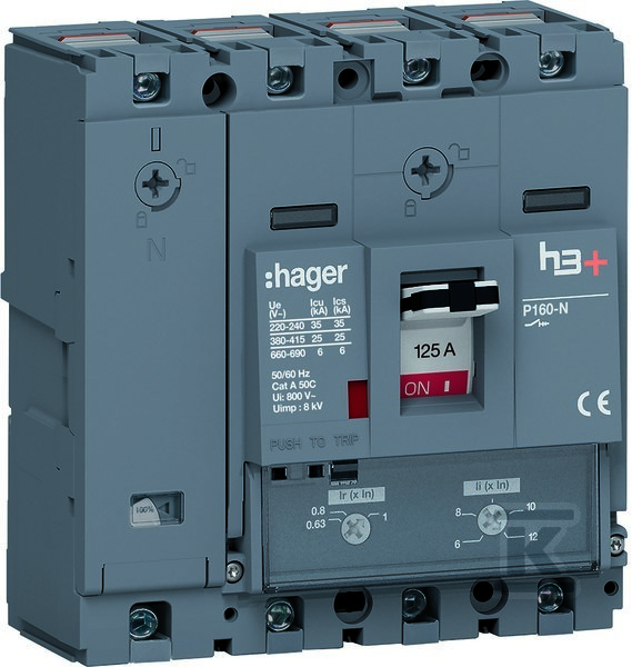 Wyłącznik mocy h3+ P160 4P 125A 25kA TM HHS126DC