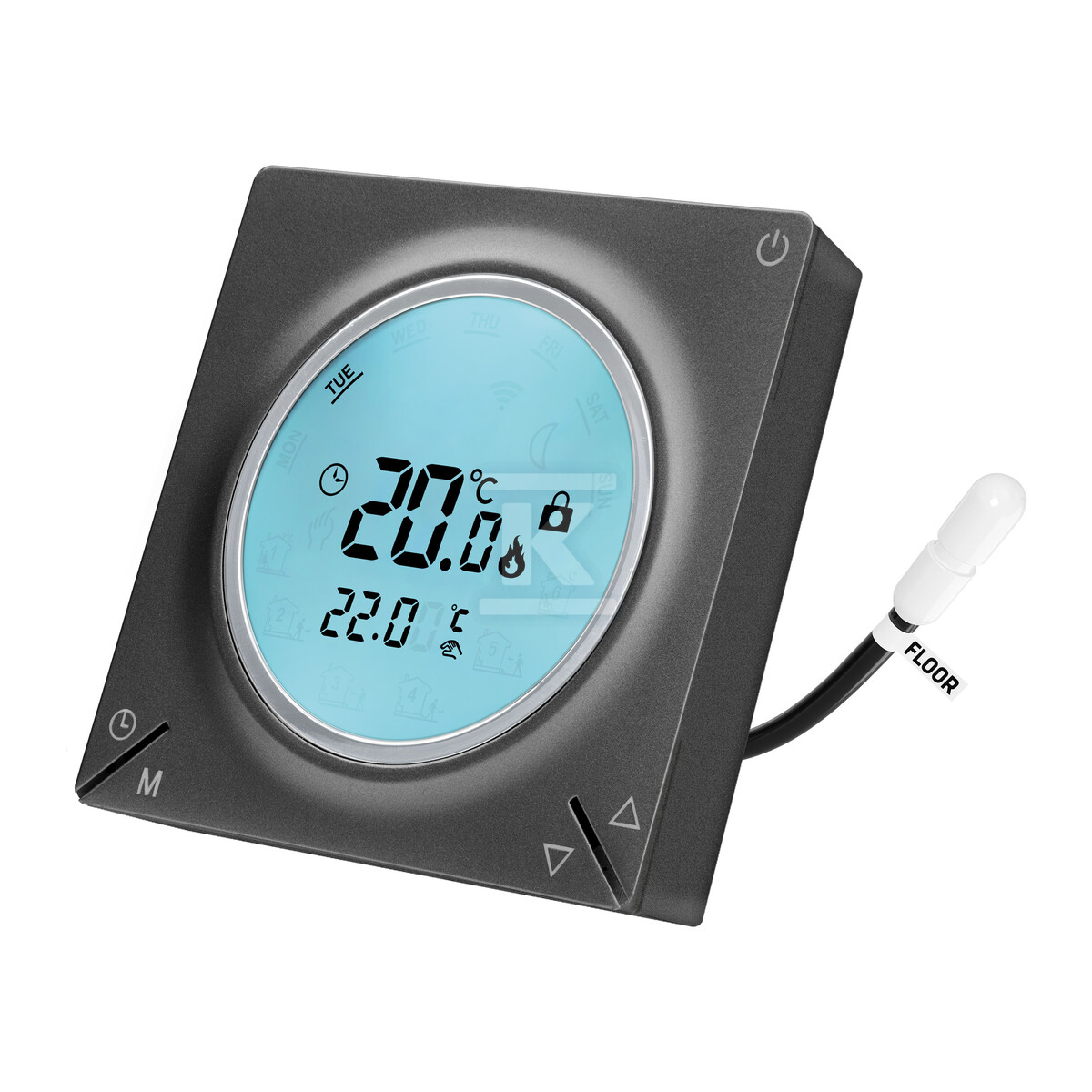 Termostat programowalny HD-T300.G z komunikacją Wi-Fi – grafitowy HD-T300.G.WI-FI