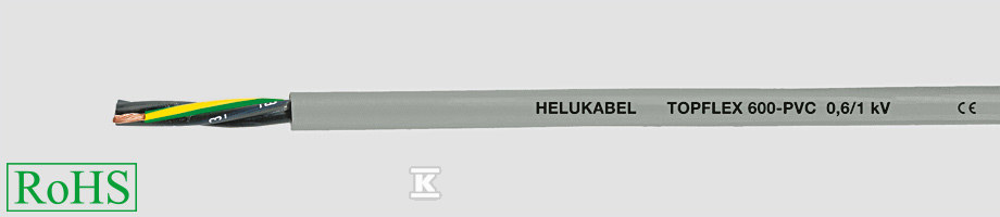 Przewód PVC do falowników TOPFLEX® 600-PVC 4G1,5 mm2 szary, żyły czarne numerowane wg DIN VDE 0293-334 wg DIN VDE 0293-334 22860
