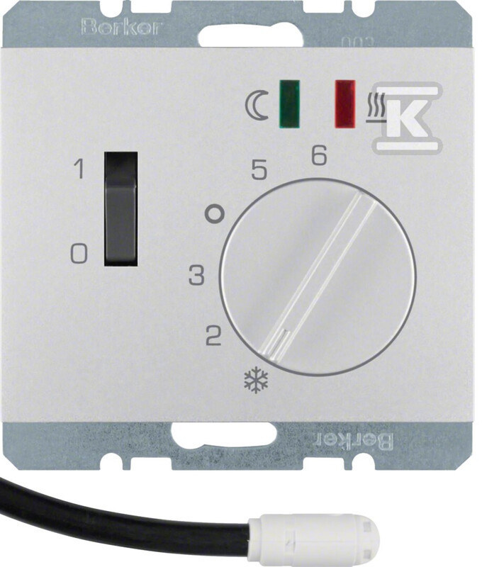 Regulator temperatury podłogowy ze stykiem zwiernym, elementem centralnym, LED alu, K.5 20347103
