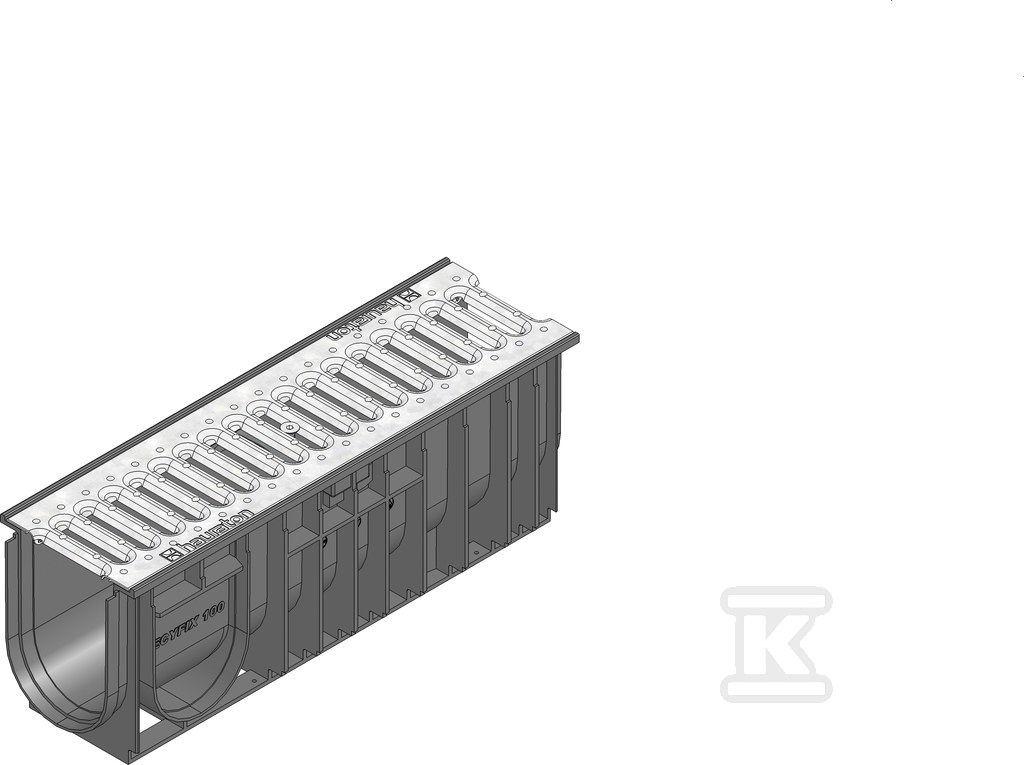 Korytko SPORTFIX STANDARD 100 typ 01005, z rusztem szczelinowym SW 75/9, zaciskowym, ocynkowanym, przejezdnym dla samochodów osobowych 7533