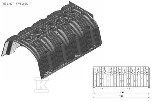 Element DRAINFIX TWIN 1, 1-częściowy, perforowany, czarny 96500