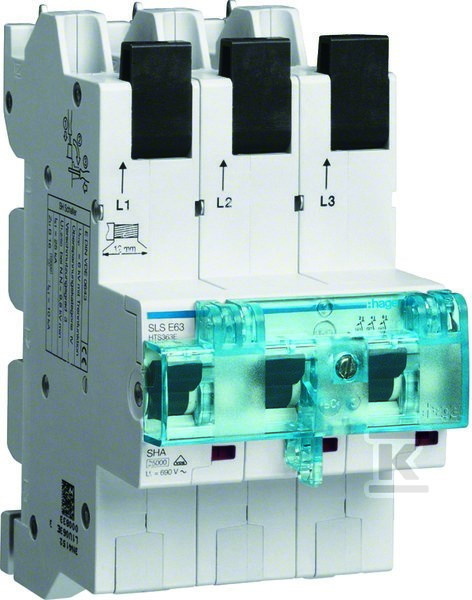 Wyłącznik nadprądowy selektywny 3P, E, 63 A, szyny Cu 40-12×5/10 mm HTS363E
