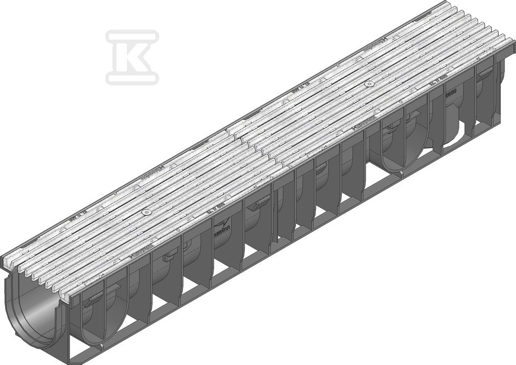 Korytko RECYFIX PRO 100, typ 01, z rusztem żeliwnym, prętowym, pręty wzdłużne, ocynkowanym, kl. D 400 48632